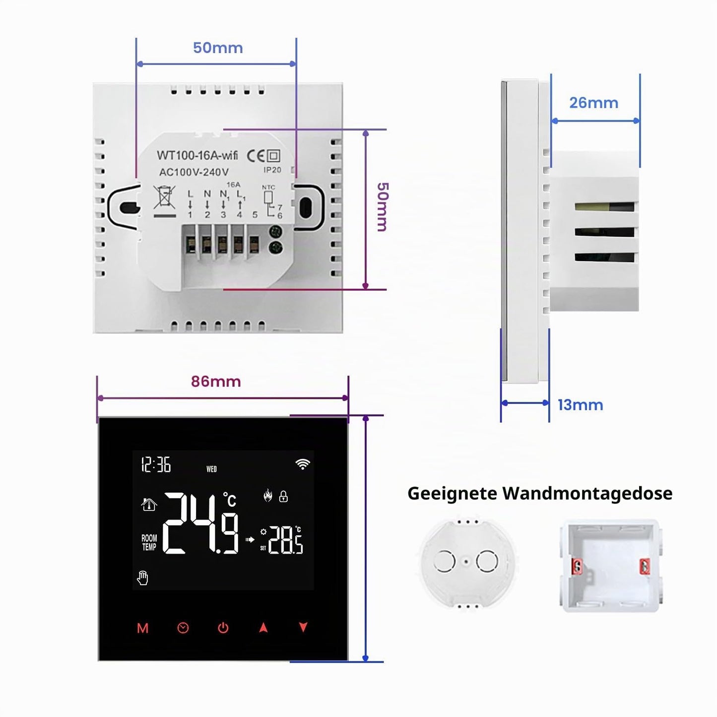 AVATTO Thermostat für Wasser-Fußbodenheizung, Smart WiFi Thermostat, programmierbarer Raumthermostat, kompatibel mit Alexa & Google Home, Fernbedienung über AVATTO-App oder Smart-Life-App