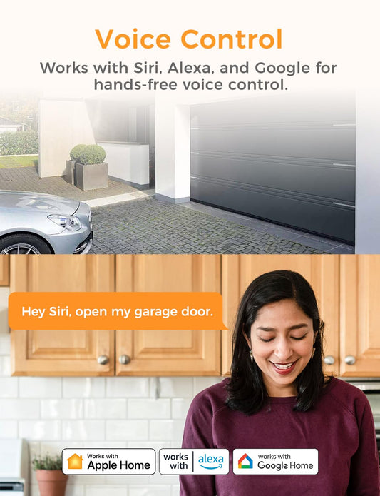 Refoss Smart Garagentoröffner WLAN Fernsteuerung, Kompatibel mit Apple HomeKit, Alexa, Google Home, Kein Hub Erforderlich, 2,4GHz