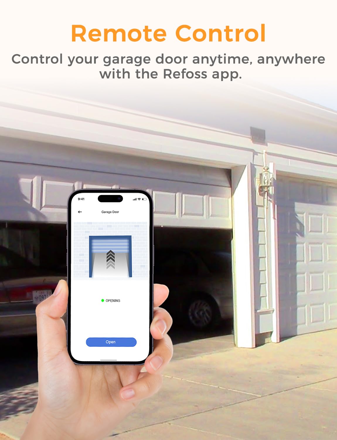 Refoss Smart Garagentoröffner WLAN Fernsteuerung, Kompatibel mit Apple HomeKit, Alexa, Google Home, Kein Hub Erforderlich, 2,4GHz