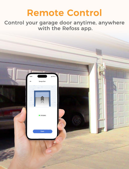 Refoss Smart Garagentoröffner WLAN Fernsteuerung, Kompatibel mit Apple HomeKit, Alexa, Google Home, Kein Hub Erforderlich, 2,4GHz