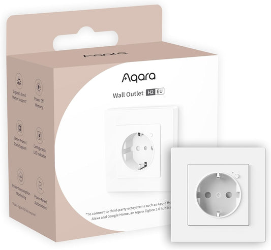 Aqara Wandsteckdose H2 EU Zigbee 3.0, ERFORDERT Aqara HUB, 16A, Energieüberwachung und Stromschutz, Timer-Modus und Sprachsteuerung, Unterstützt HomeKit, Alexa, Google Home, Matter over Bridge