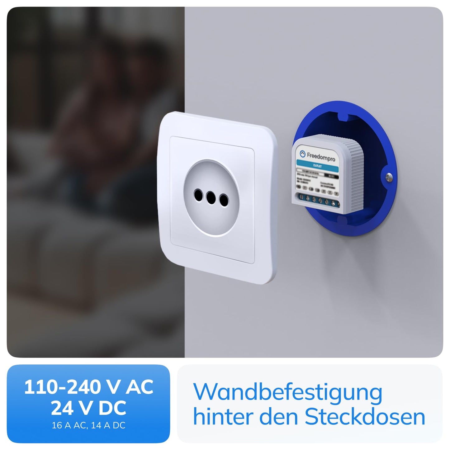 Freedompro Smart WiFi-Schalter steuert 1 Steckdose, Energieüberwachung, Smart Home MINI-Relaismodul, kompatibel mit Matter, Apple HomeKit, Alexa, Google, 110–240 V, 16 A, Unterputzdose