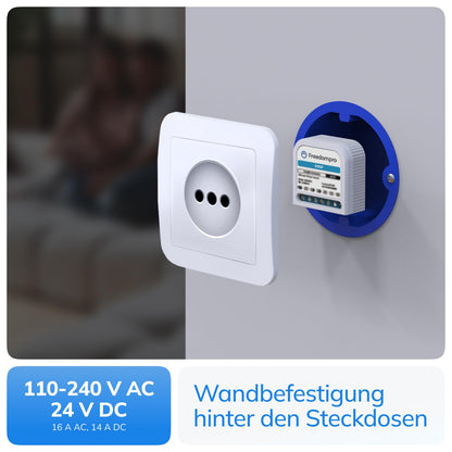 Freedompro Smart WiFi-Schalter steuert 1 Steckdose, Energieüberwachung, Smart Home MINI-Relaismodul, kompatibel mit Matter, Apple HomeKit, Alexa, Google, 110–240 V, 16 A, Unterputzdose