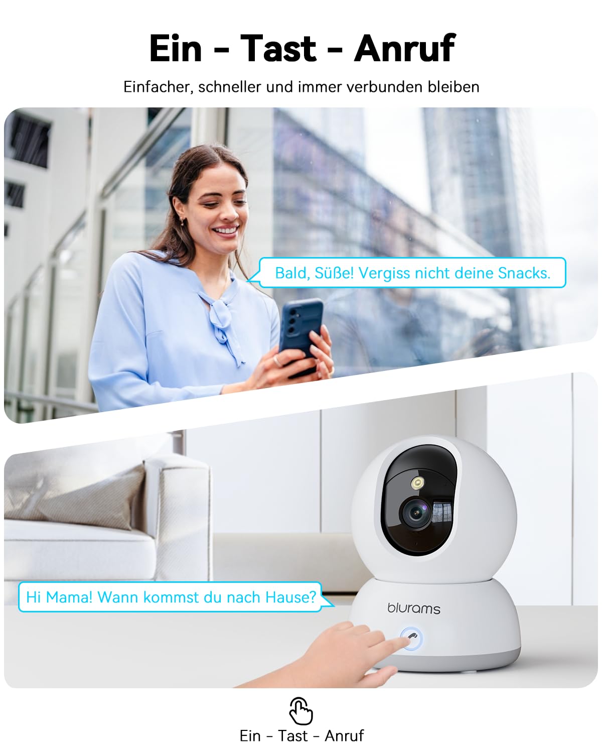 blurams 4K Kamera Überwachung innen, Überwachungskamera innen 360° Baby Monitor, Haustierüberwachung, Farbnachtsicht, Zweiweg Audio, Menschenerkennung, Wi-Fi 6 2.4G/5G, Kompatibel Mit Alexa