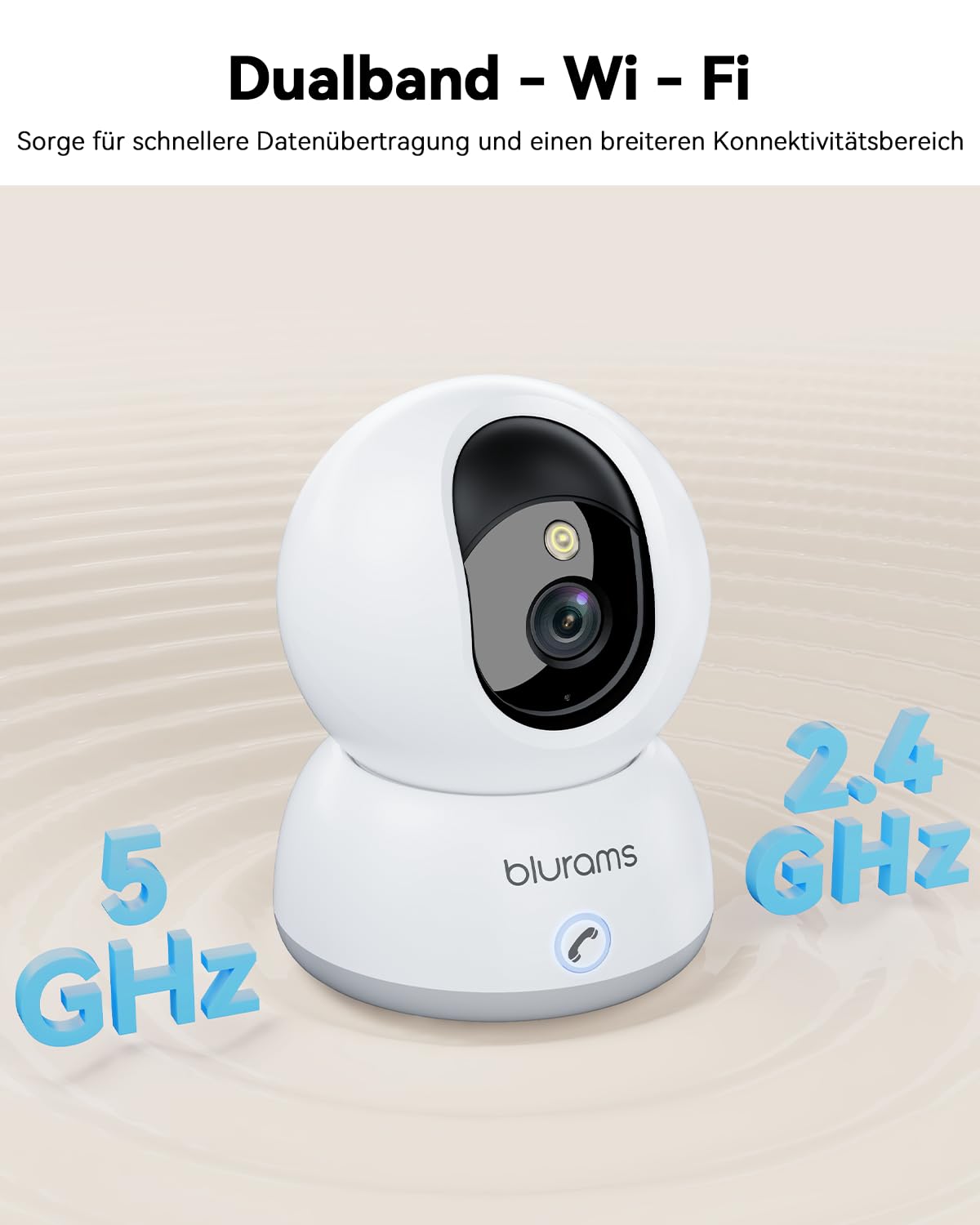 blurams 4K Kamera Überwachung innen, Überwachungskamera innen 360° Baby Monitor, Haustierüberwachung, Farbnachtsicht, Zweiweg Audio, Menschenerkennung, Wi-Fi 6 2.4G/5G, Kompatibel Mit Alexa