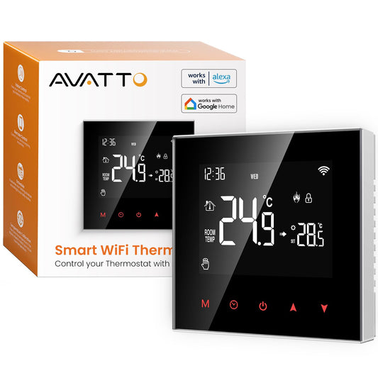 AVATTO Thermostat für Wasser-Fußbodenheizung, Smart WiFi Thermostat, programmierbarer Raumthermostat, kompatibel mit Alexa & Google Home, Fernbedienung über AVATTO-App oder Smart-Life-App