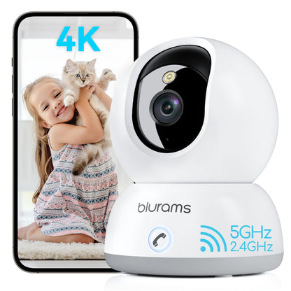 blurams 4K Kamera Überwachung innen, Überwachungskamera innen 360° Baby Monitor, Haustierüberwachung, Farbnachtsicht, Zweiweg Audio, Menschenerkennung, Wi-Fi 6 2.4G/5G, Kompatibel Mit Alexa