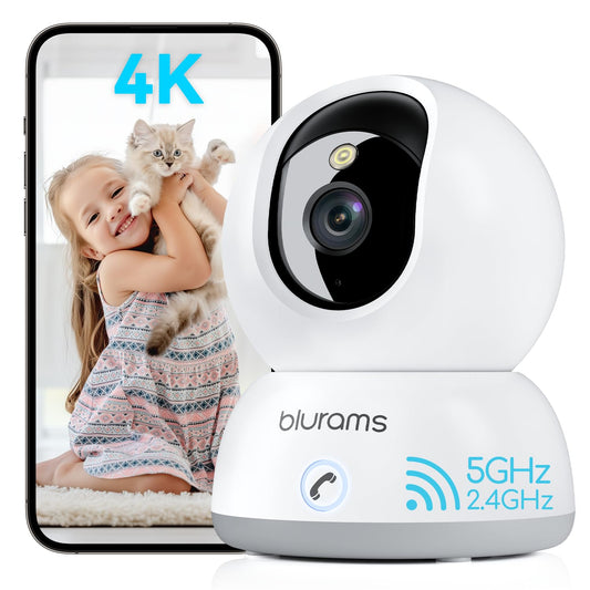 blurams 4K Kamera Überwachung innen, Überwachungskamera innen 360° Baby Monitor, Haustierüberwachung, Farbnachtsicht, Zweiweg Audio, Menschenerkennung, Wi-Fi 6 2.4G/5G, Kompatibel Mit Alexa