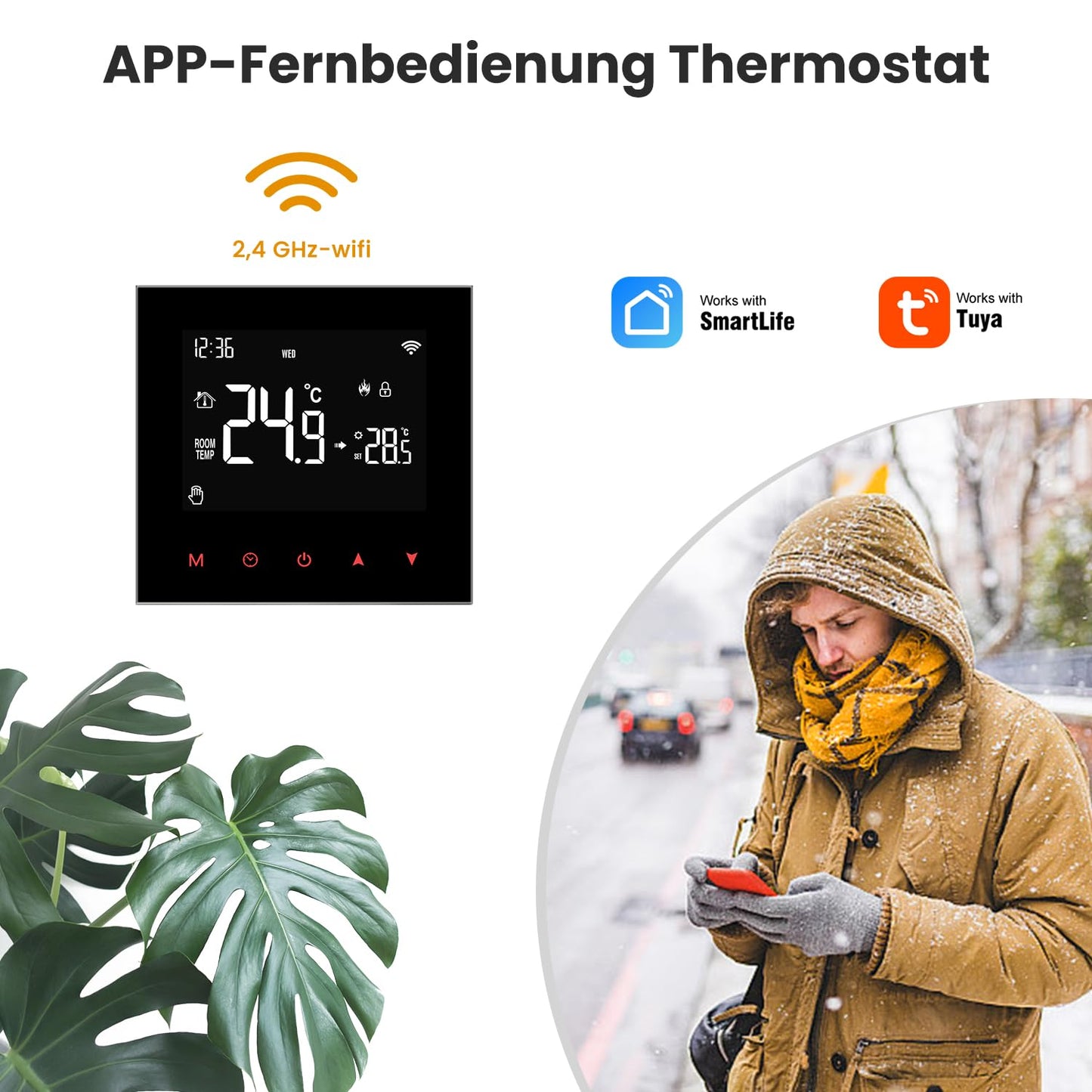 AVATTO Thermostat für Wasser-Fußbodenheizung, Smart WiFi Thermostat, programmierbarer Raumthermostat, kompatibel mit Alexa & Google Home, Fernbedienung über AVATTO-App oder Smart-Life-App