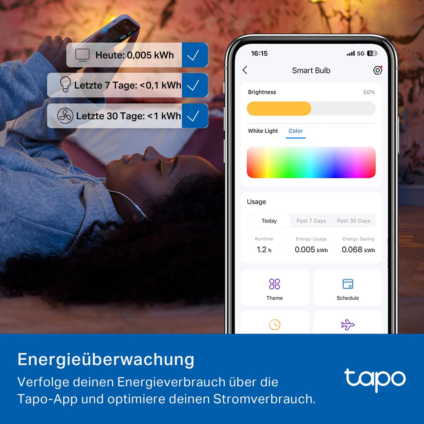 Tapo L430C(4-pack) Smarte WLAN Glühbirne E14, 470 Lumen, 16 Mio. Farben, dimmbar, Zeitplan & Timer, Energieüberwachung, Kompatibel mit Alexa, Google Assistant und Samsung SmartThings