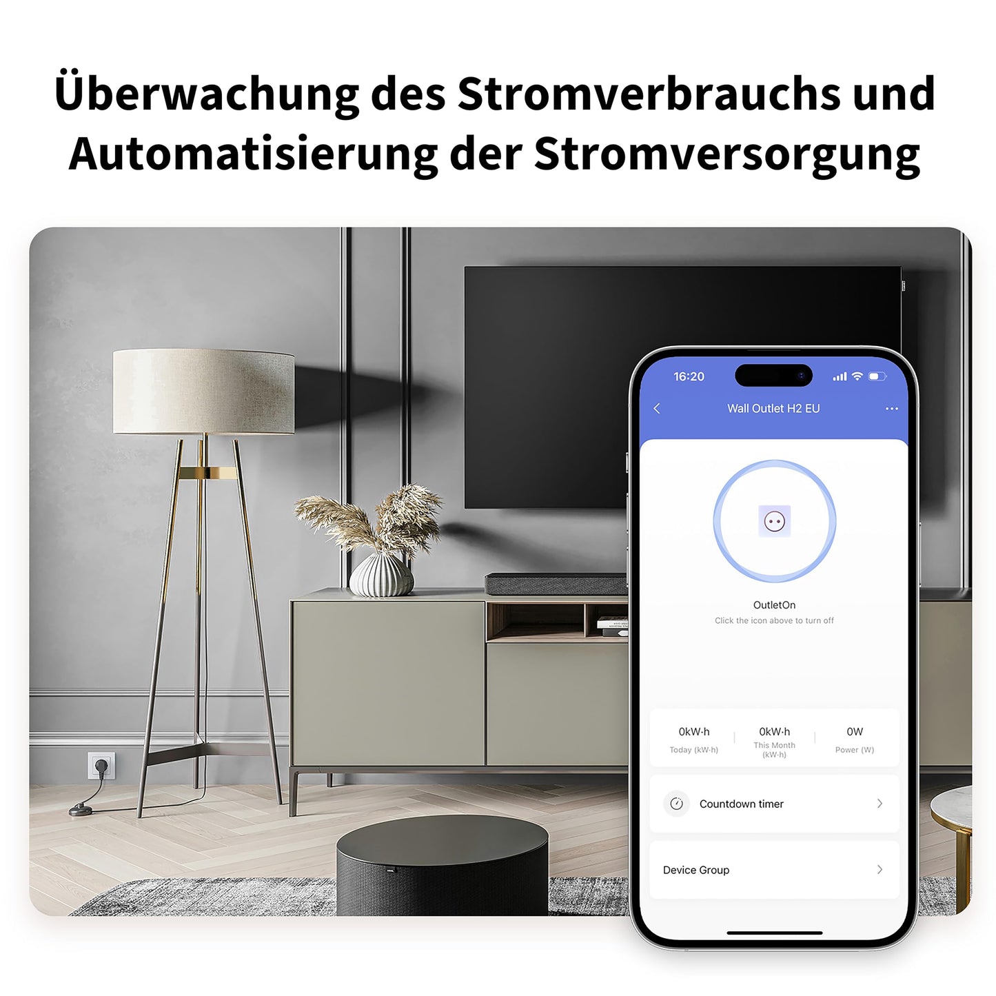Aqara Wandsteckdose H2 EU Zigbee 3.0, ERFORDERT Aqara HUB, 16A, Energieüberwachung und Stromschutz, Timer-Modus und Sprachsteuerung, Unterstützt HomeKit, Alexa, Google Home, Matter over Bridge