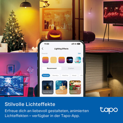 Tapo L430C(4-pack) Smarte WLAN Glühbirne E14, 470 Lumen, 16 Mio. Farben, dimmbar, Zeitplan & Timer, Energieüberwachung, Kompatibel mit Alexa, Google Assistant und Samsung SmartThings